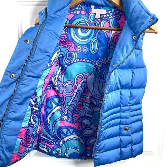 Lilly Pulitzer Isabelle Puffer Vest Blue Size XS - Picture 5 of 14